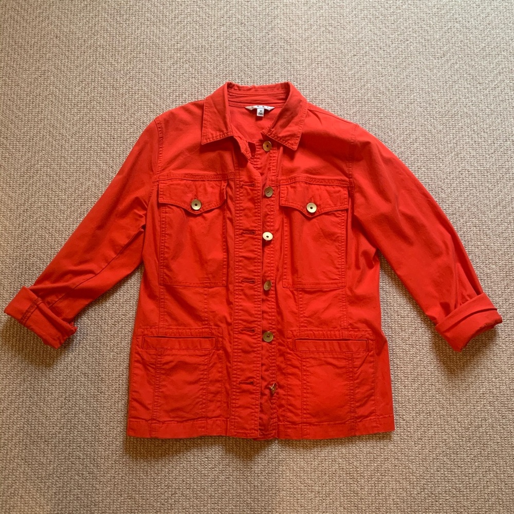 Tangerine Ruffle Back Twill Jacket